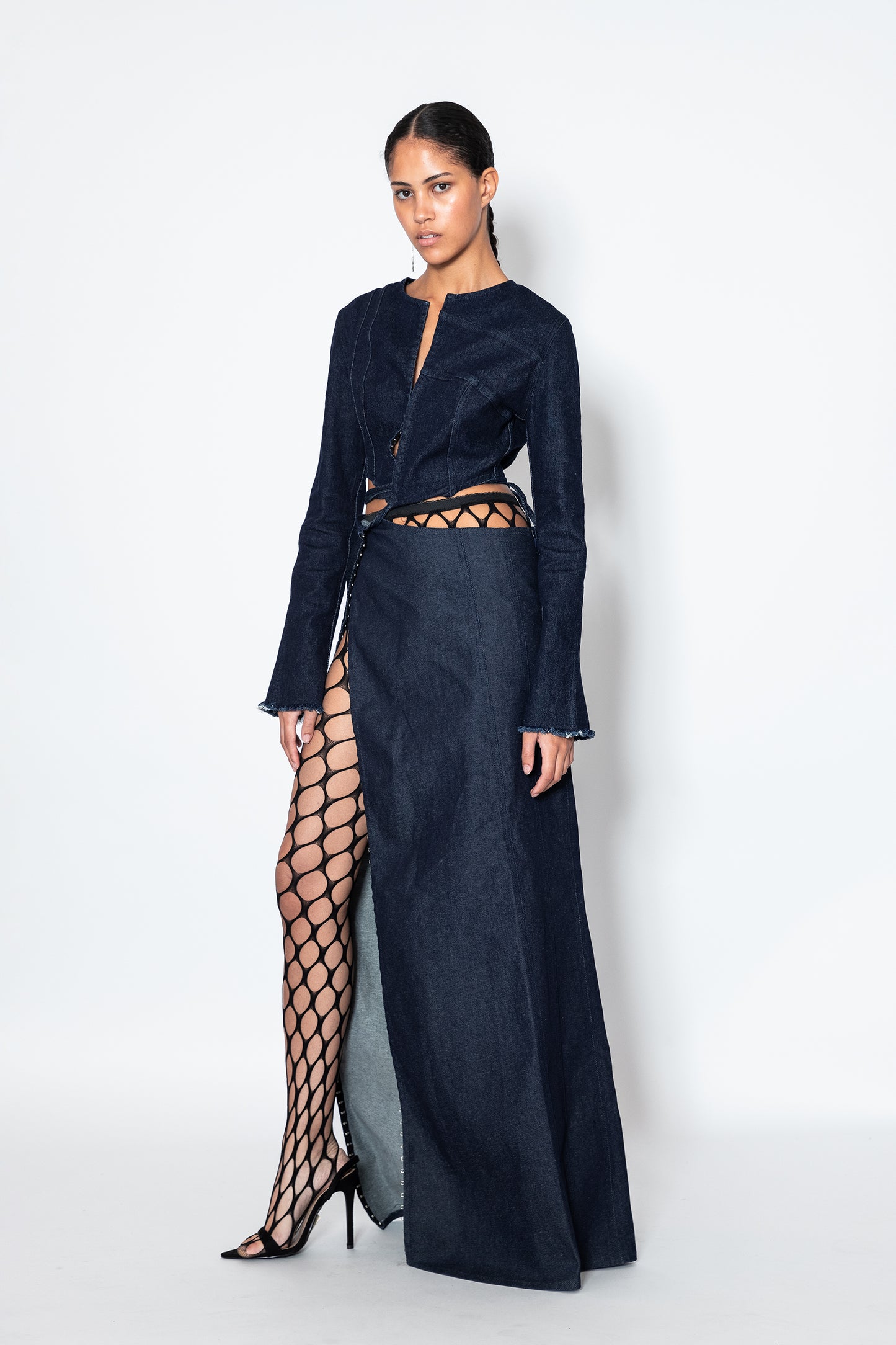 Maxi Denim Skirt With Hook-Eye - Jade Cropper