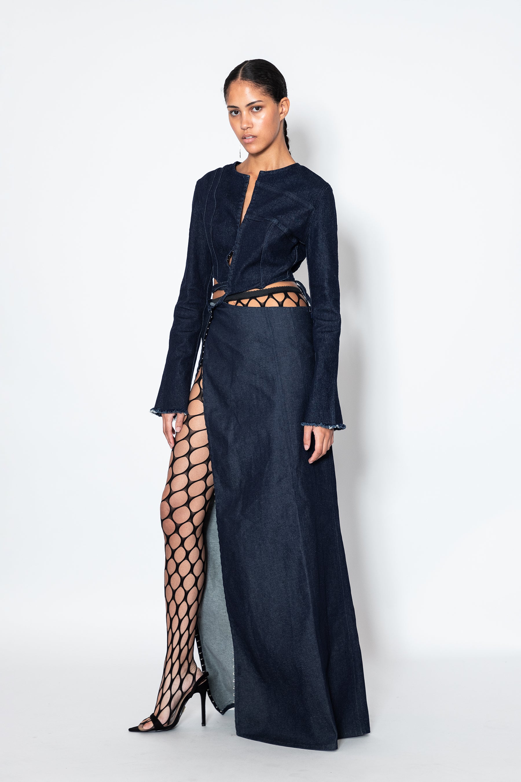 Maxi Denim Skirt With Hook-Eye - Jade Cropper