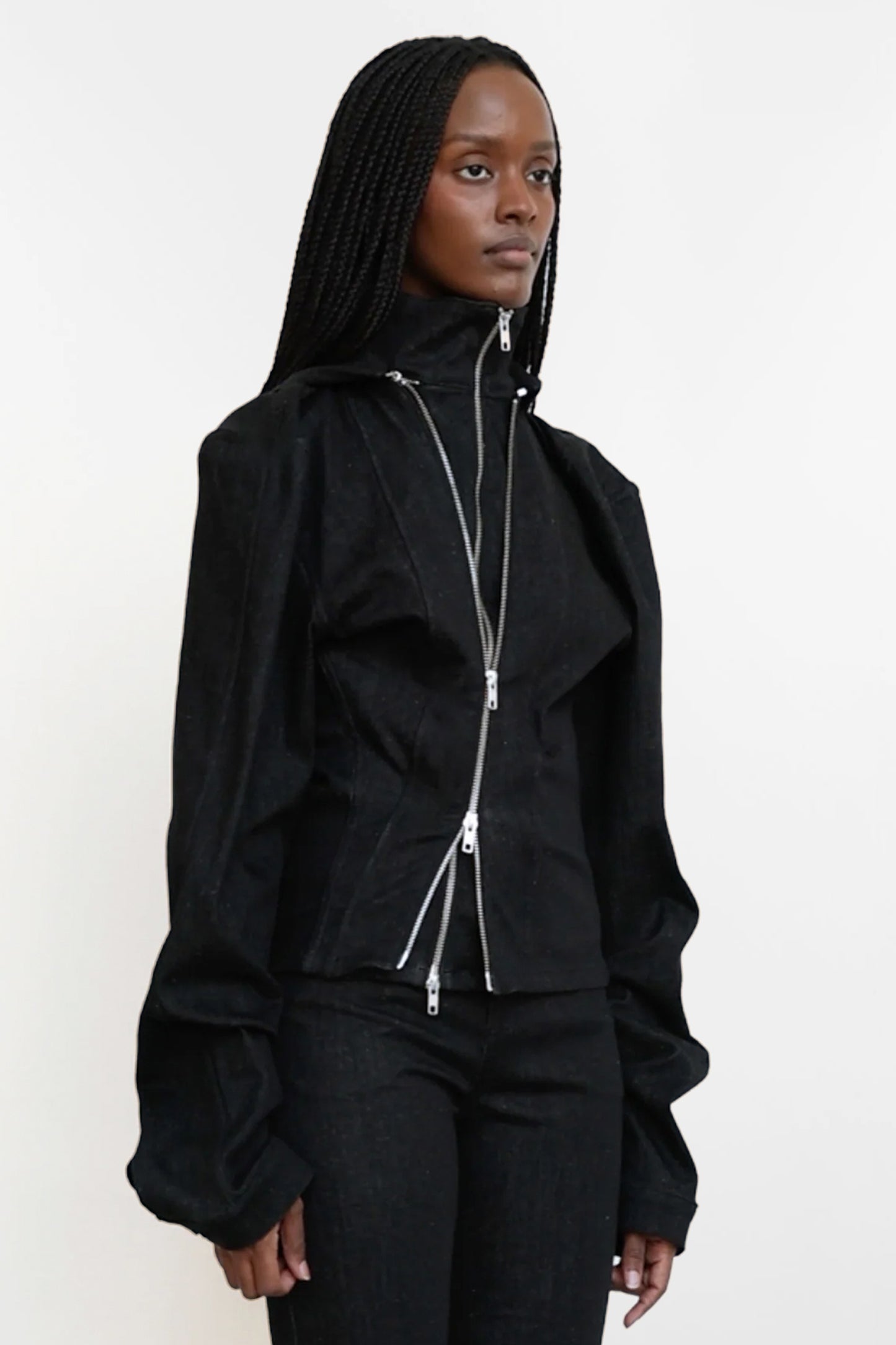 Asymmetric Layered Denim Jacket - Jade Cropper