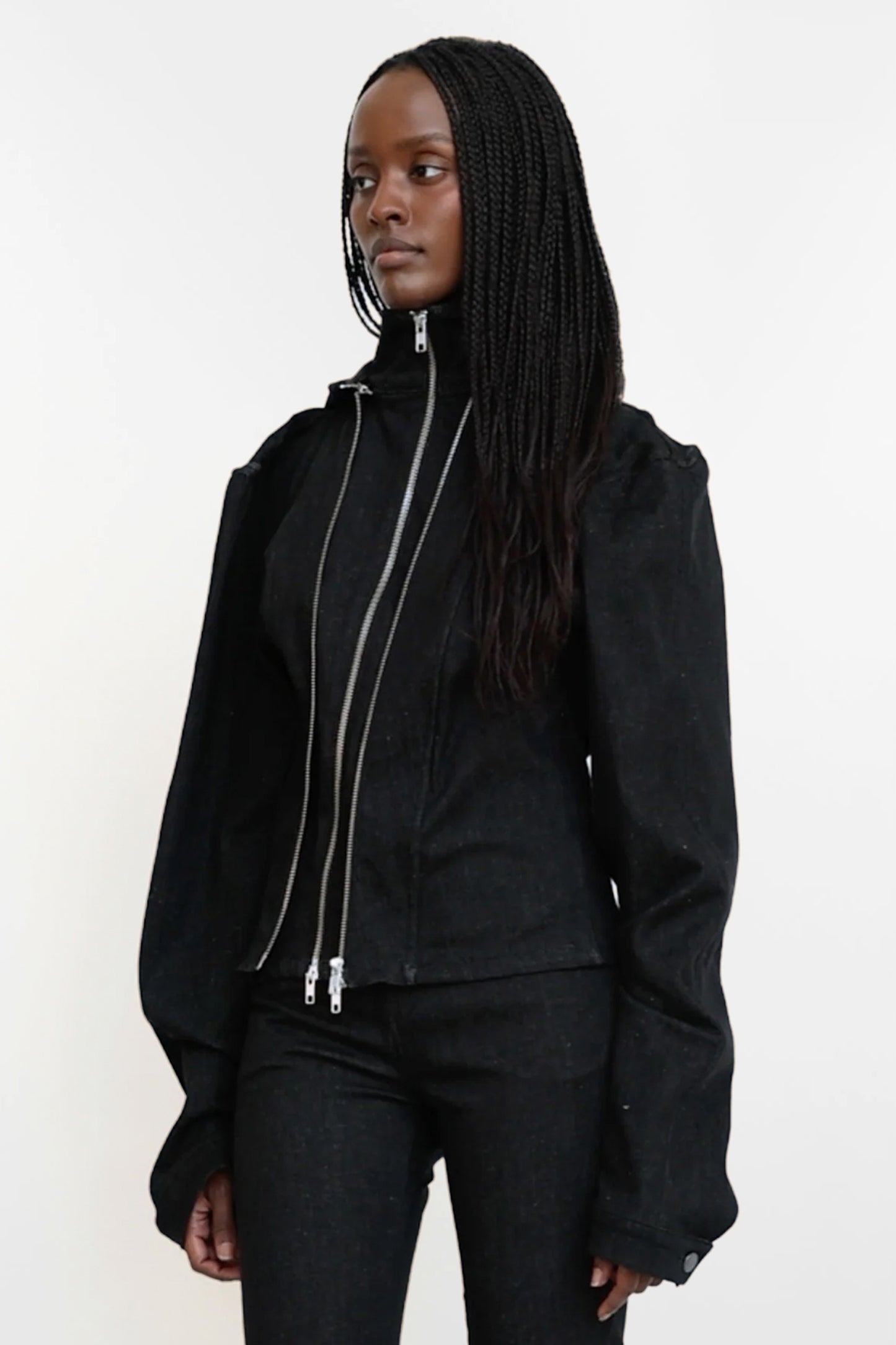Asymmetric Layered Denim Jacket - Jade Cropper