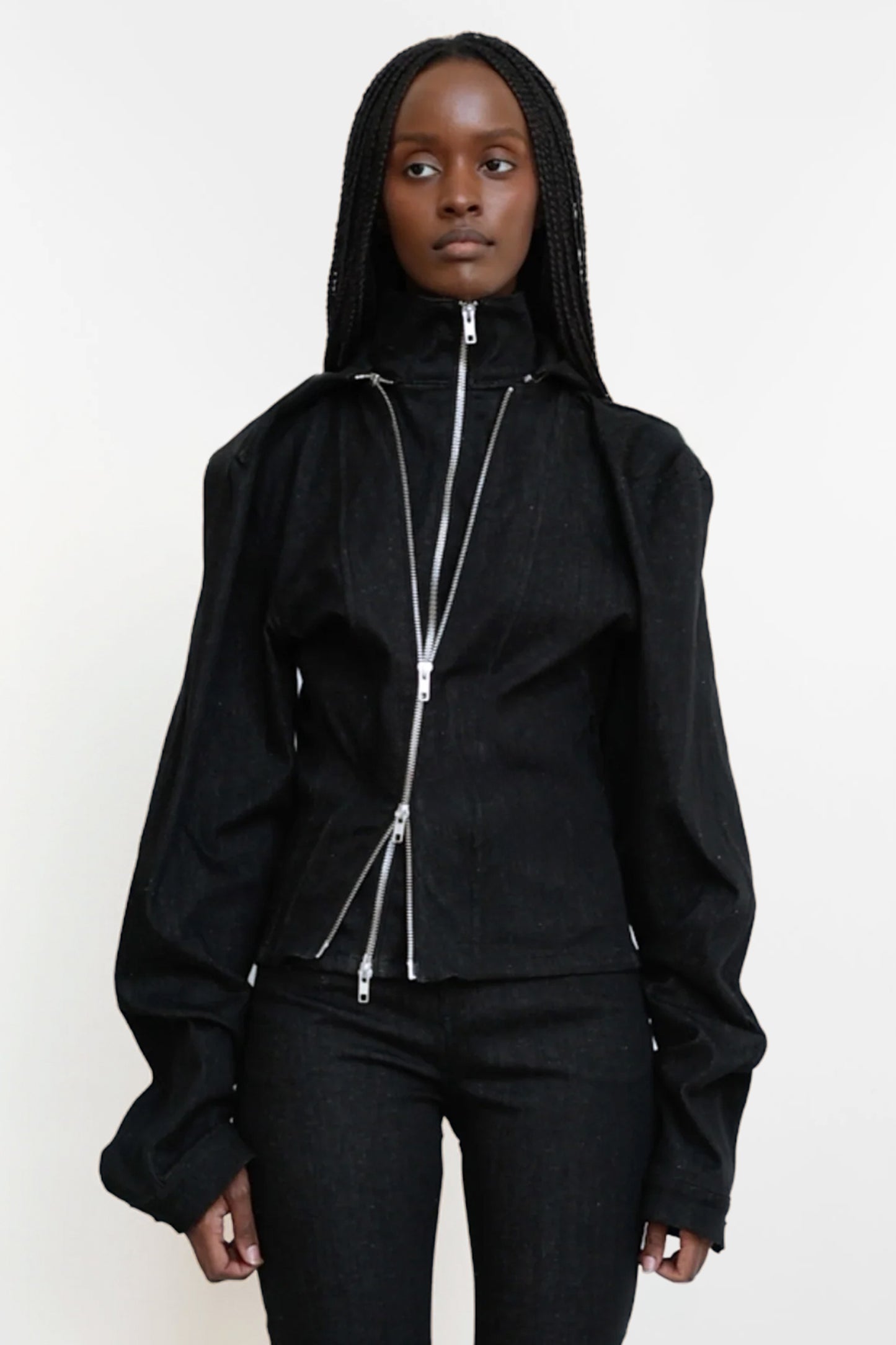 Asymmetric Layered Denim Jacket - Jade Cropper