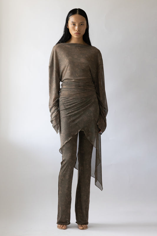 Oversized Draped Twisted Dress Khaki/Beige