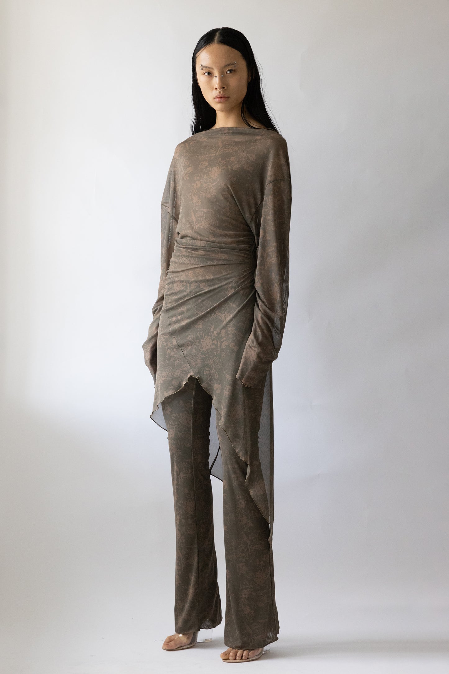 Oversized Draped Twisted Dress Khaki/Beige - Jade Cropper