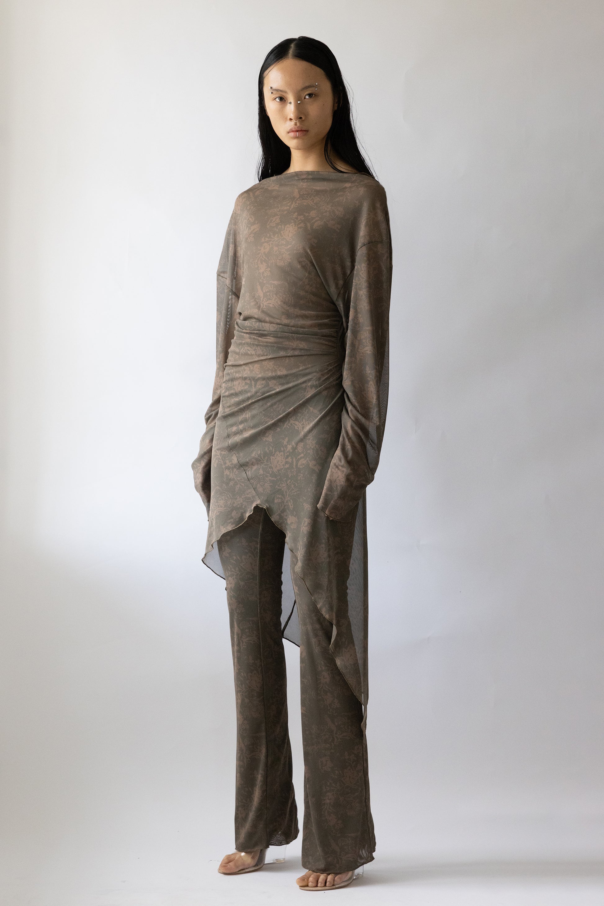 Oversized Draped Twisted Dress Khaki/Beige - Jade Cropper
