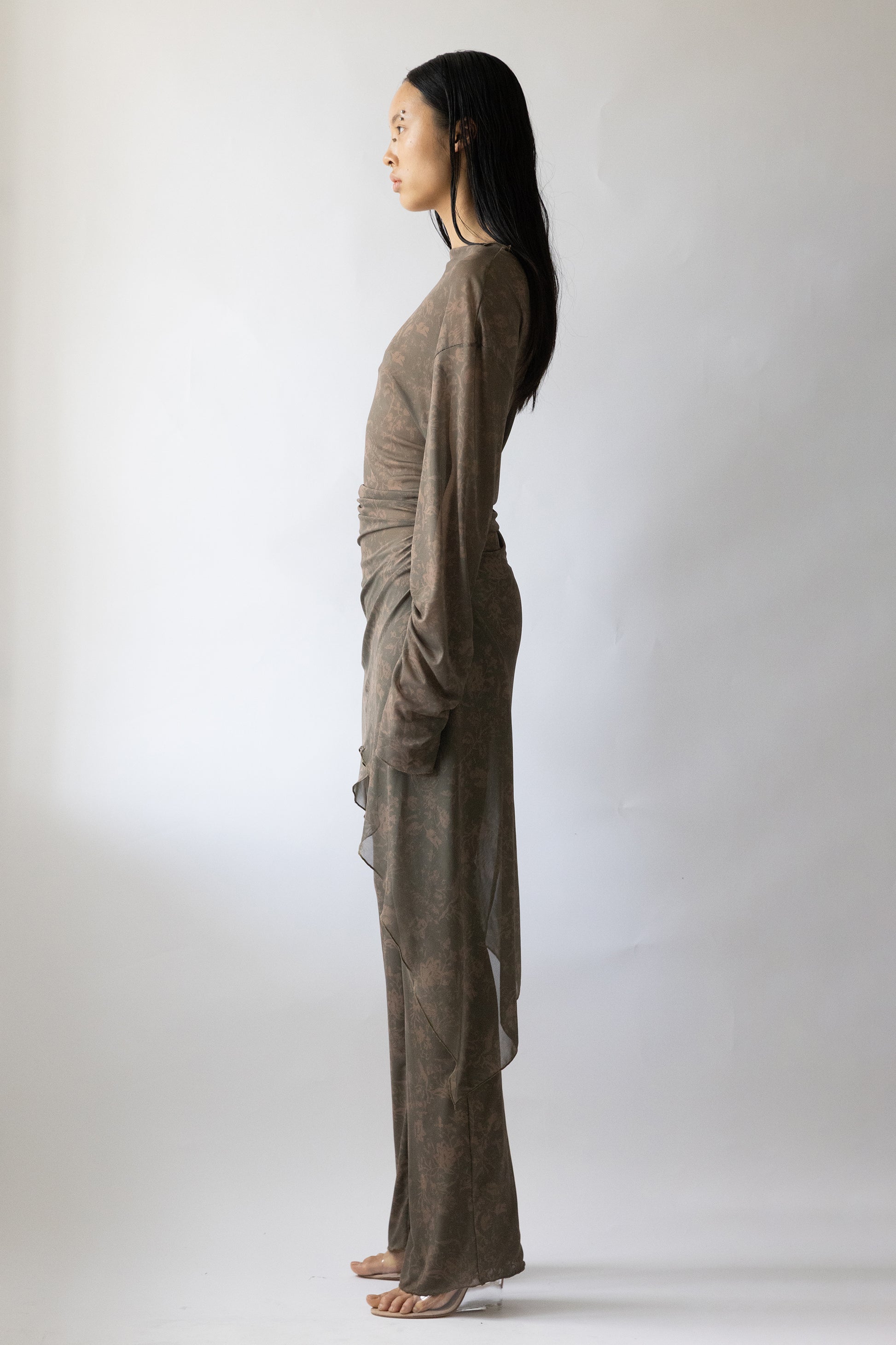Oversized Draped Twisted Dress Khaki/Beige - Jade Cropper