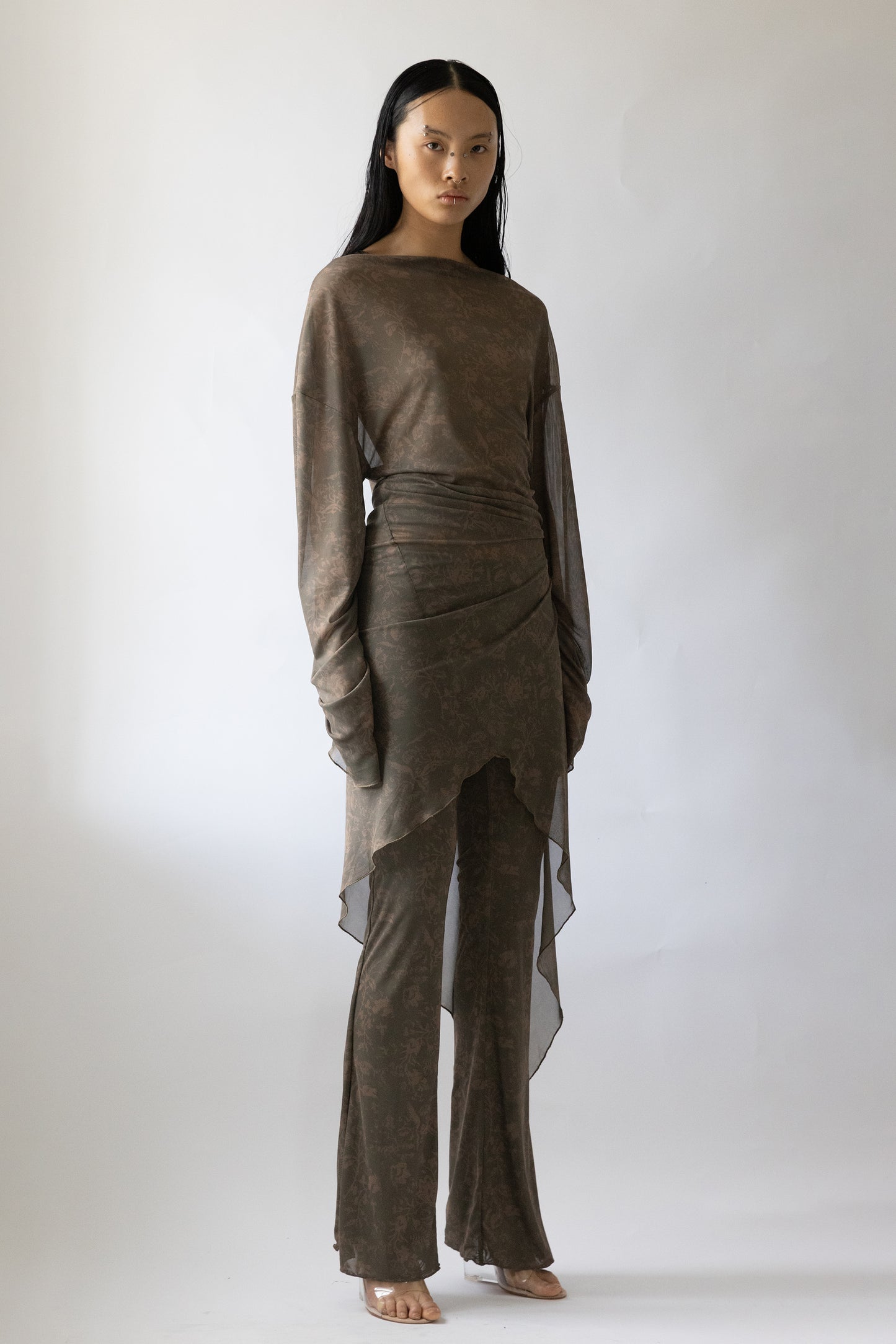 Oversized Draped Twisted Dress Khaki/Beige - Jade Cropper