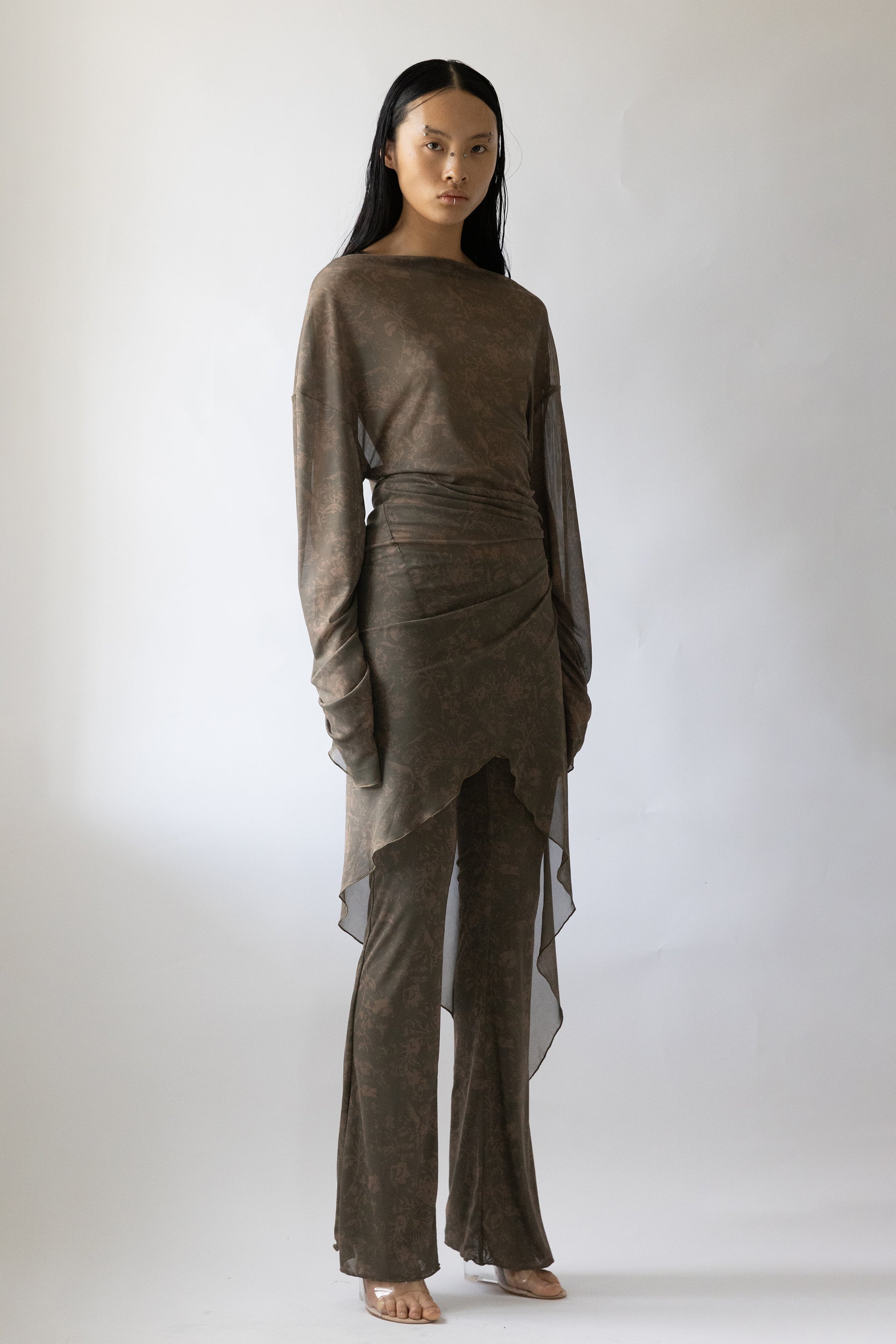 Oversized Draped Twisted Dress Khaki/Beige - Jade Cropper