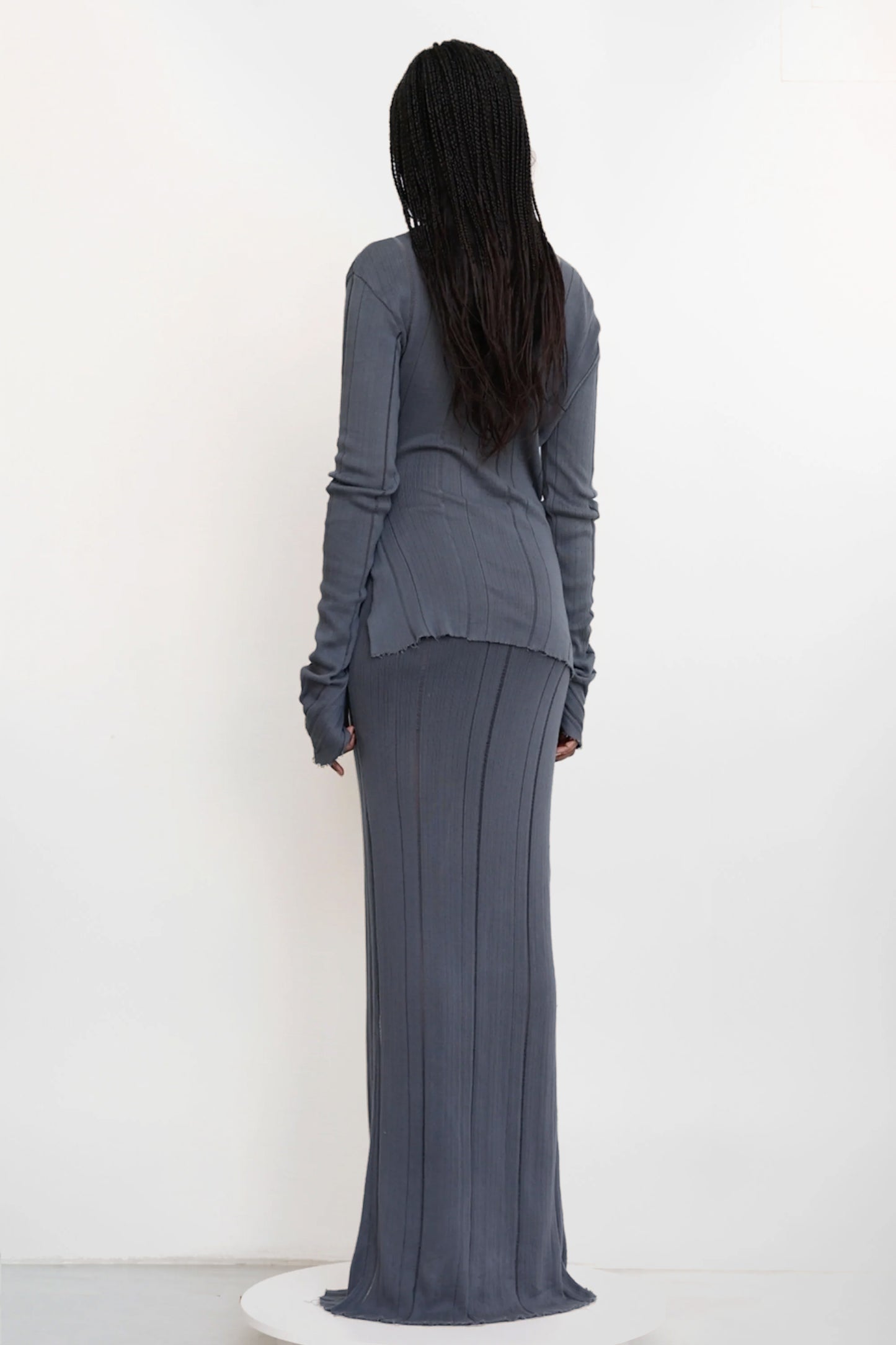 Knitted Maxi Skirt With Hook And Eye Grey - Jade Cropper