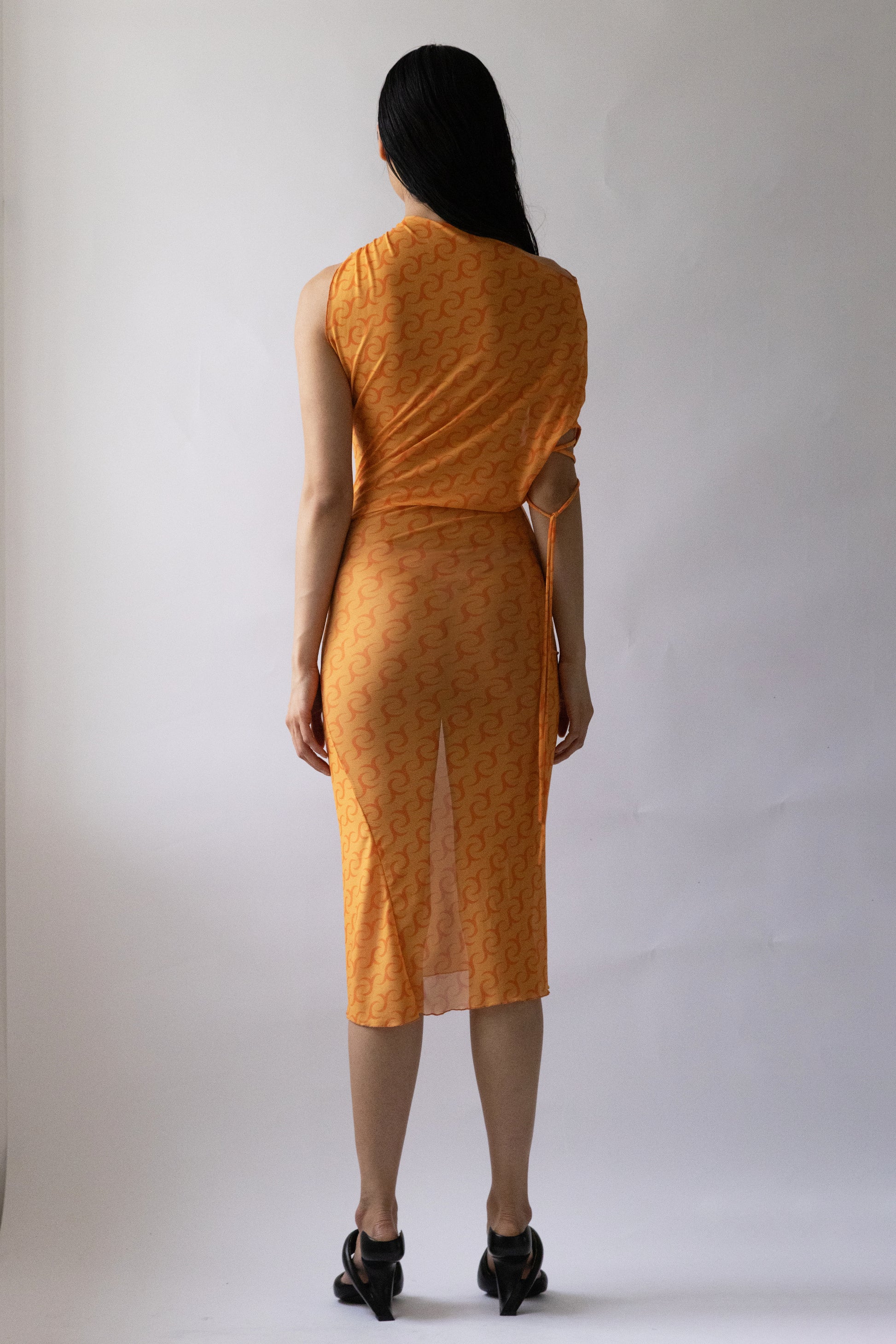 Printed Twisted Asymmetric Midi Dress - Jade Cropper