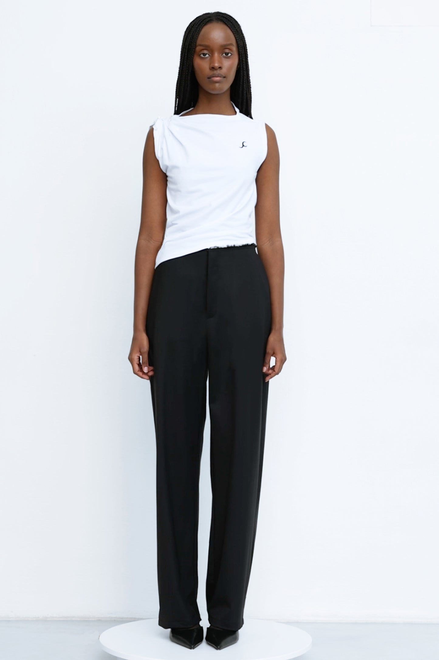 Raw Hem Suit Trousers Black