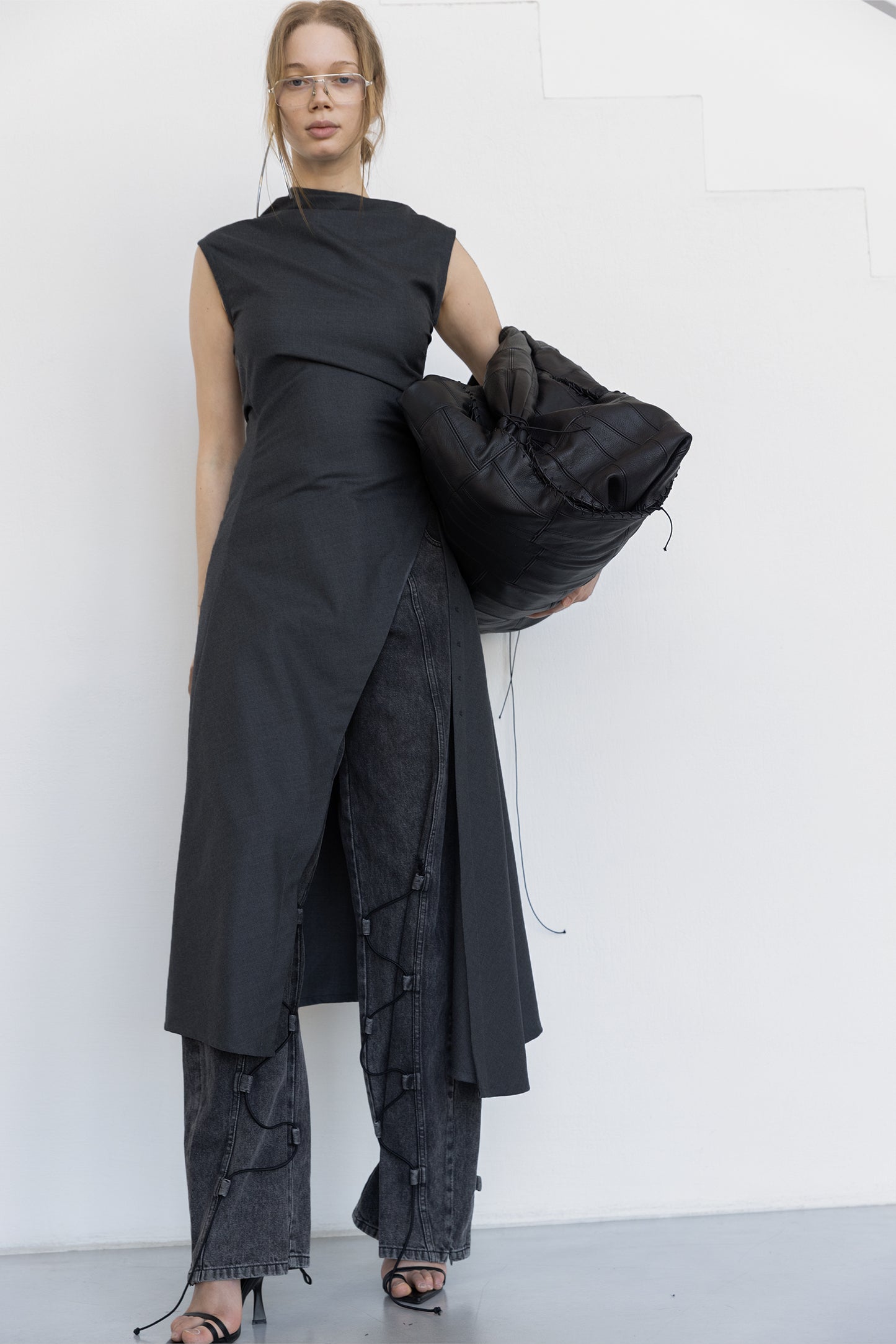 Asymmetric Suit Dress With Open Back