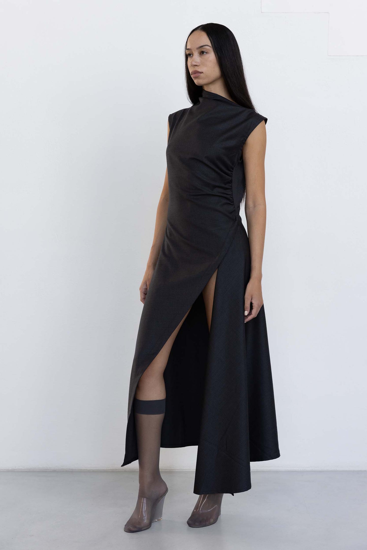 Asymmetric Suit Dress With Open Back