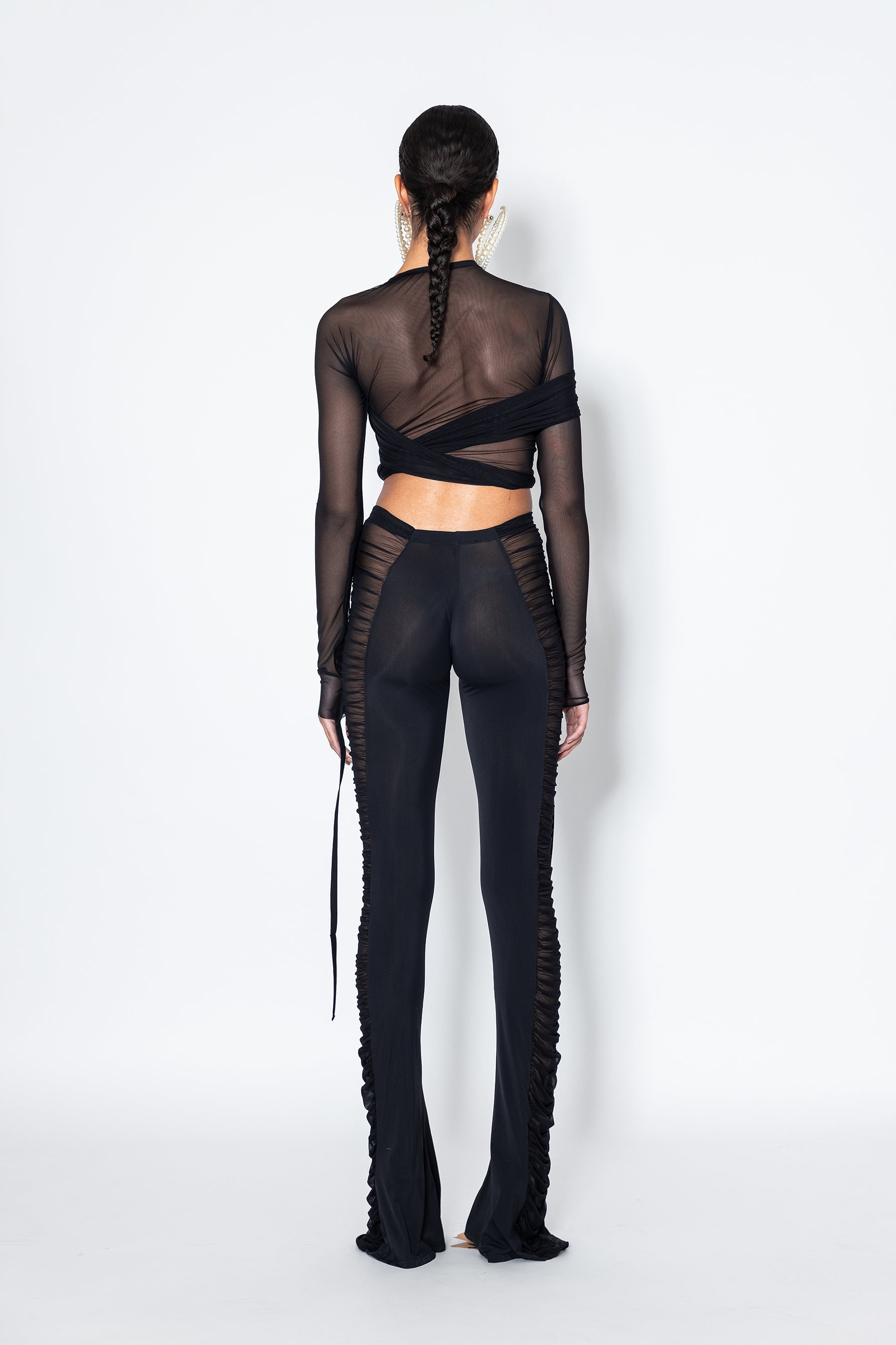 Mesh All Over Ruched Pants