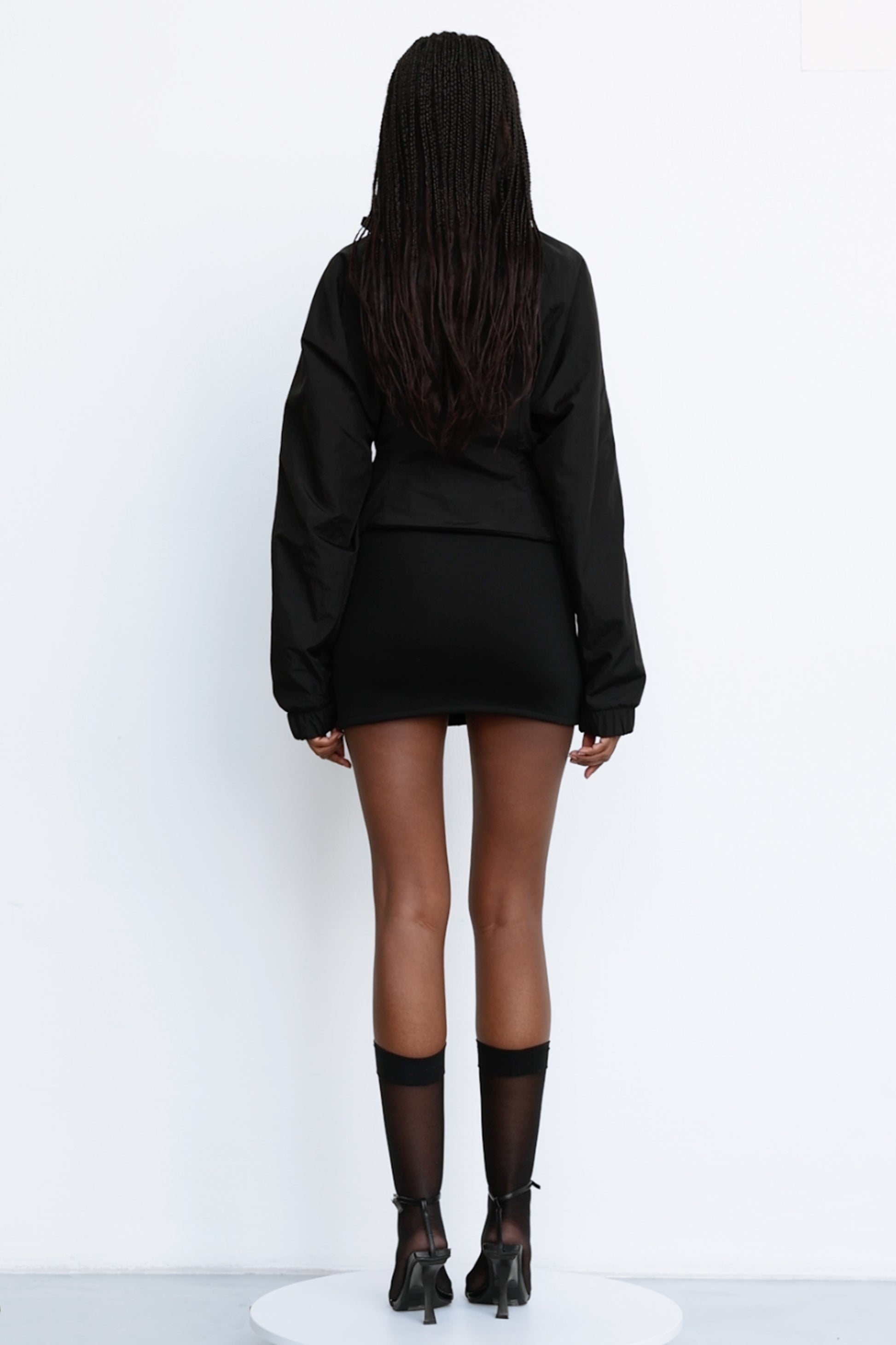 Asymmetric Layered Jacket - Double Zipper Mini Skirt