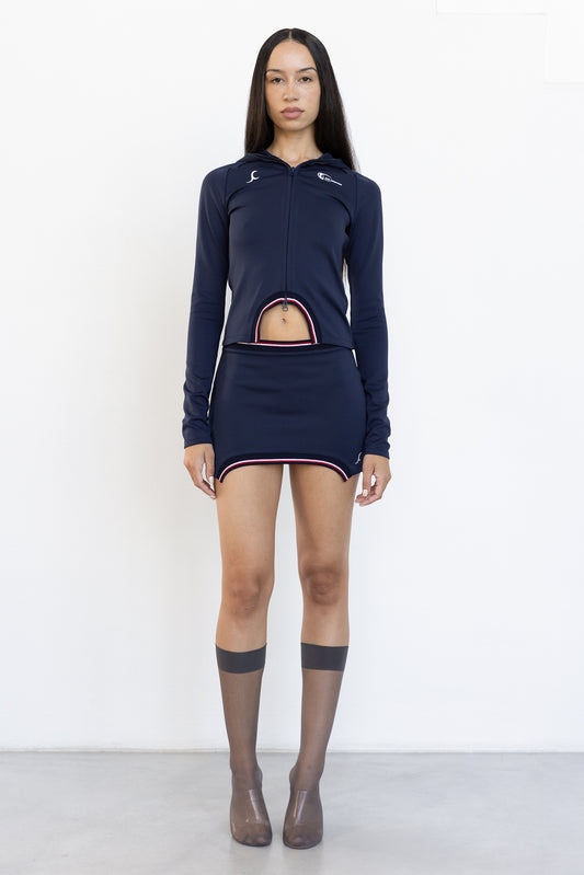 Hooded Top With Rib Detail