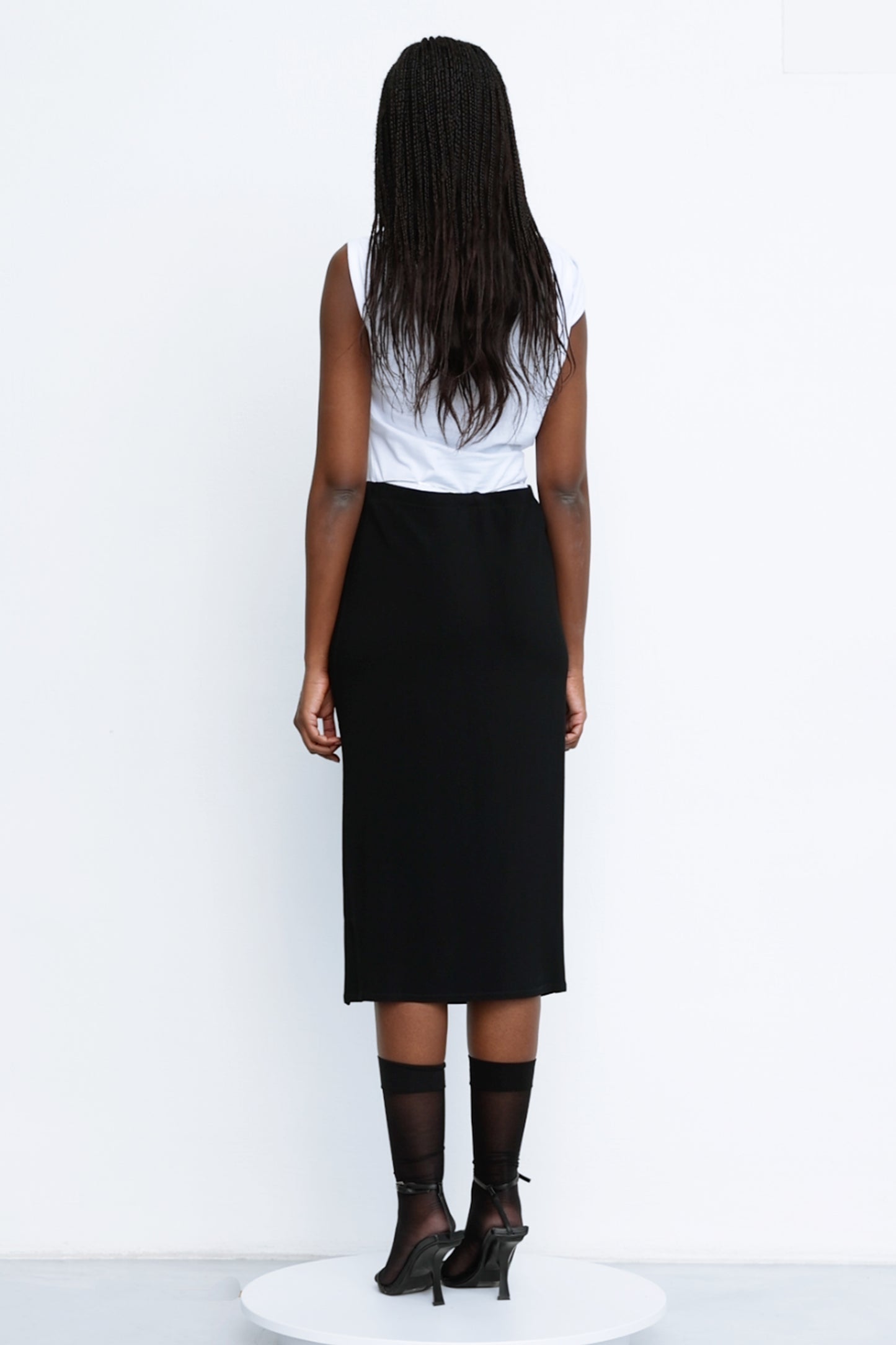 Midi Skirt with Draped Waist