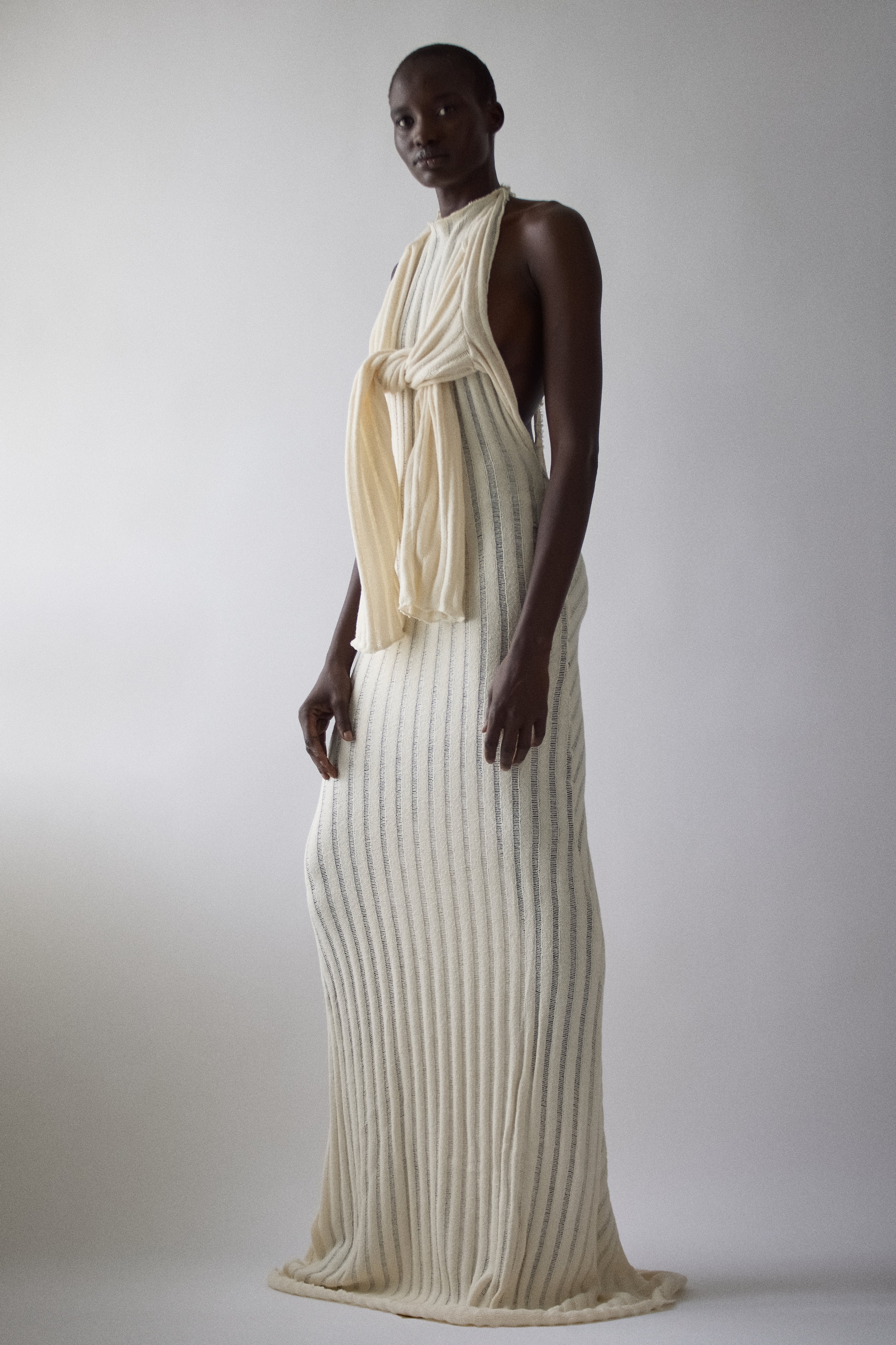 Knitted Maxi Dress With Open Back